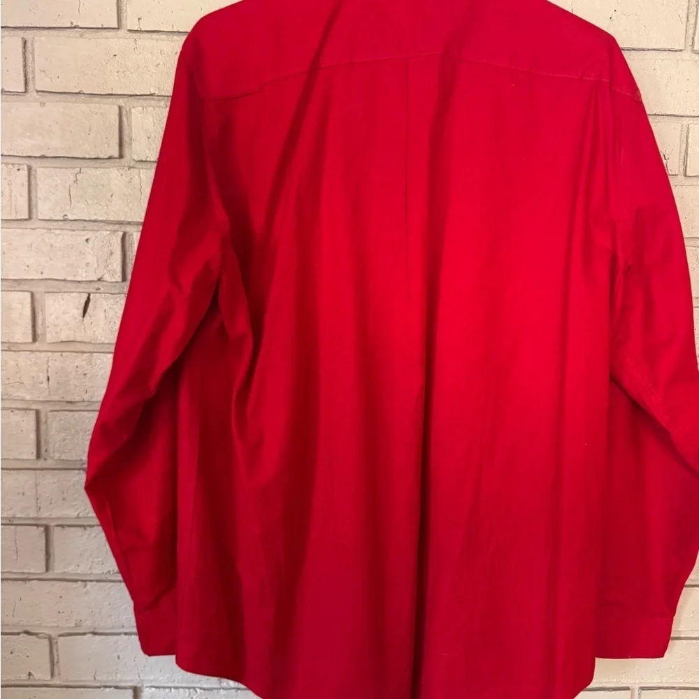 Chaps Men's Vibrant Red Casual Button Down Shirt - Picture 3 of 4